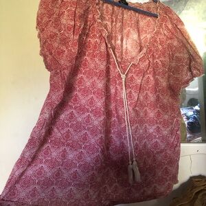 Ellos Red and White Patterned Blouse